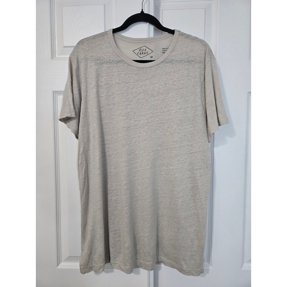 Alex Crane Men's Short Sleeve Linen Crew Neck T-Shirt - Light Beige